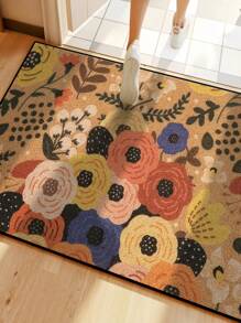1pc [5mm Thick Anti-Slip] Spring&Summer Floral Patterned Doormat, Farmhouse Style Indoor/Outdoor Non-Slip Rug | Durable Polyester Material | Anti-Slip, Easy To Clean, Dirt-Resistant, Machine Washable | Entryway And Home Decor - Suitable For Room Decor, Small Carpet, Living Room Carpet, Bedroom Carpet, Kitchen Carpet, Bathroom Carpet, Area Rug - All Season Use, Holiday Decoration