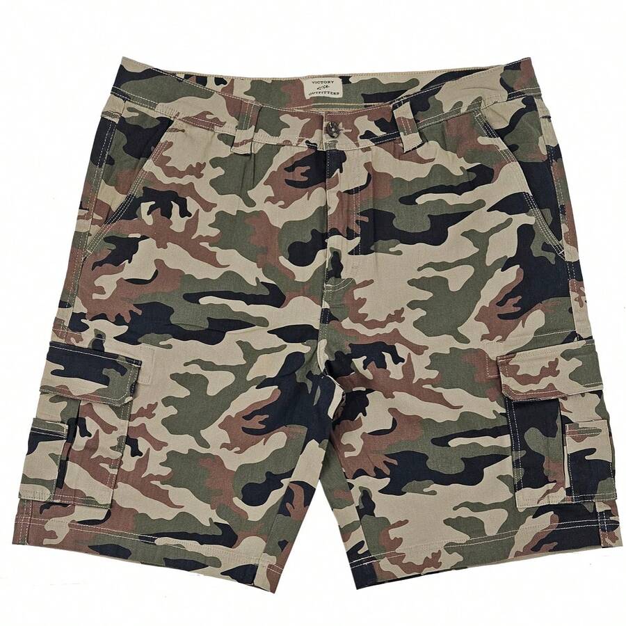 Men's Cargo Shorts Cotton Lightweight Multi Pocket Casual Outdoor Hiking Shorts - Green Camo - View 1