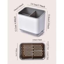 1pc Kitchen Utensil Drainer Rack, Cutlery Organizer Box, Drainage Rack, Made Of PP Material, Detachable, 3-Tier, Suitable For Kitchen And Dining Room, Can Be Used To Store Chopsticks, Forks, Spoons, Sponges, Brushes - Multicolor - View 2