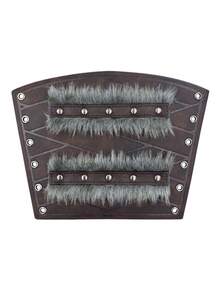 Nordic Viking Barbarian Arm Guards, Medieval Artificial Fur Gauntlets, Vintage Faux Leather Bracers For LARP Halloween - A - View 5