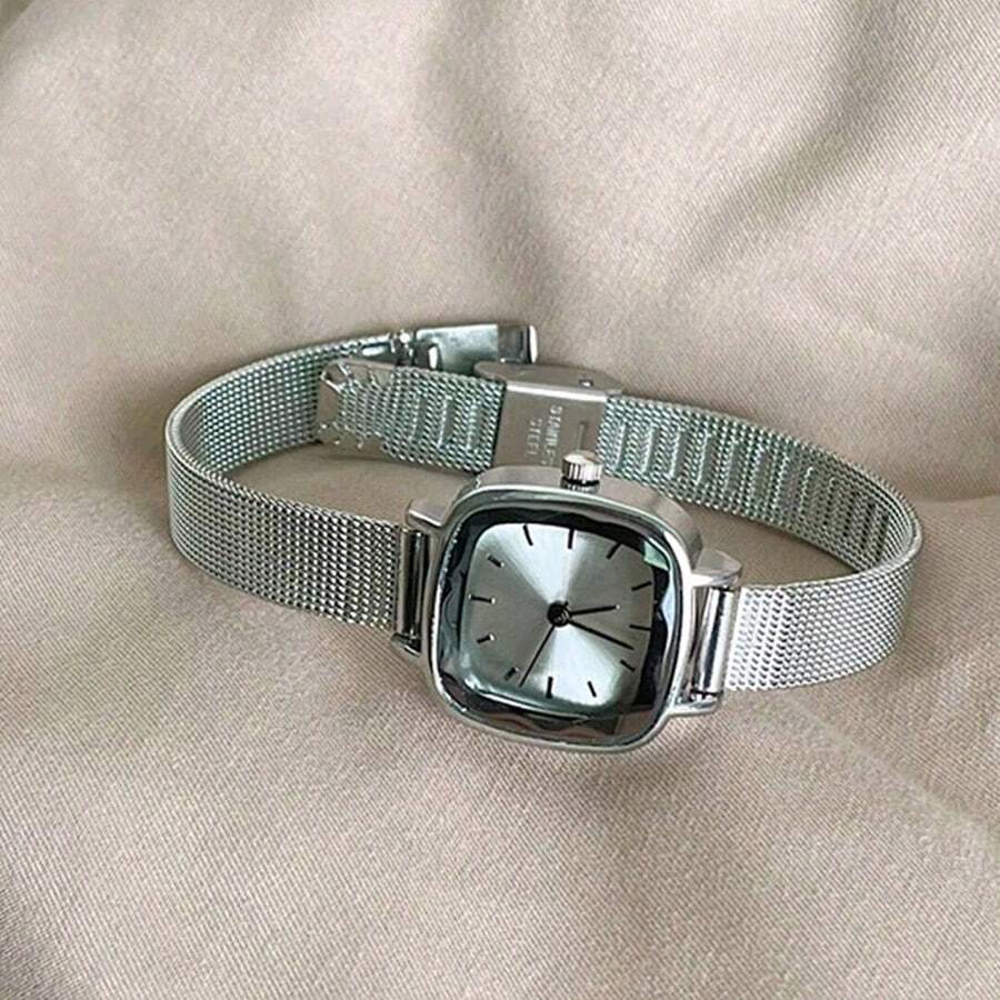 1 Piece Of Women's Mesh Strap With Simple Bar Scale Dial, Casual And Fashionable Quartz Watch, Suitable For Daily Matching, Birthdays, Anniversaries, And Holiday Gifts.Watch For Women,Luxury Ladies' Watch