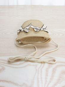 1 pieza Bolso de paja cruzado con lazo estilo princesa lindo para niñas, atuendo de princesa para usar en la playa y el día a día