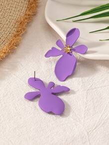1 par de pendientes con flores y tréboles metálicos multicolor para mujer, de moda para fiestas, bodas y uso diario