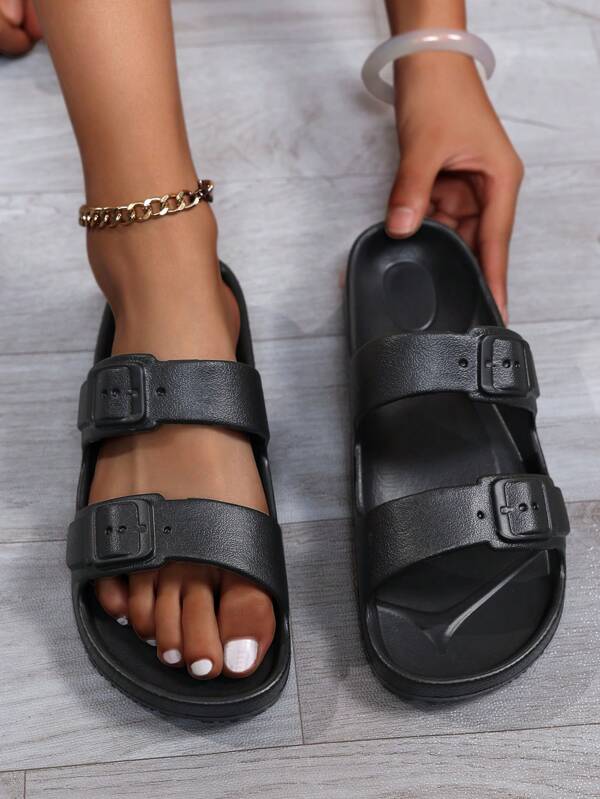Women's Sandals, Buckle Flat Sandals, Comfortable Slippers With Arch Support, Essential For Couples In Summer Beach,Home And Casual Street Wear, Men's Garden Shoes