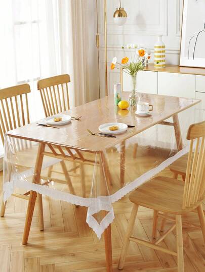 Transparente Tischdecke mit Spitzenbesatz, Wohndekoration