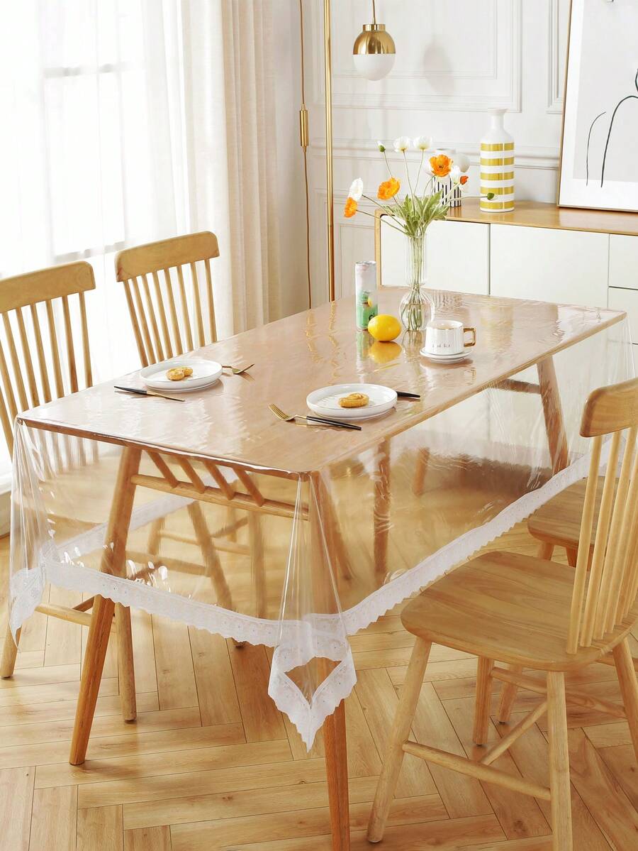 蕾丝边透明极简主义桌布