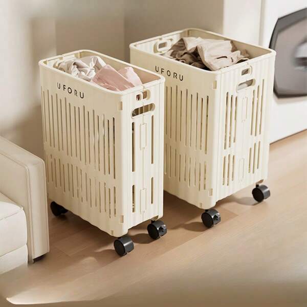 Foldable Laundry Basket With Wheels, Large Capacity Dirty Clothes Storage Container For Bedroom, Bathroom, Multipurpose