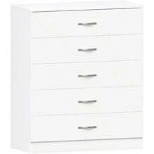 Vida Designs White Chest Of Drawers 5 Drawer With Metal Handles And Runners Unique AntiBowing Drawer Support Riano Bedroom Furniture - White - View 2
