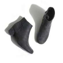 Women's Black Vegan Suede Cheetah Faux Suede Cognac Vegan Suede Natural Faux Suede Smokey Taupe White PU Chunky Low Heel Zip-Up Ankle Boots – Minimalist Round/Pointed Toe Fashion Booties [Size Up Half Size] - 黑色純素絨面革 - 查看 6