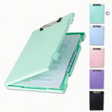 zhiquanqihan 1pc 2-In-1 A4 Document Board Clamp & Storage Box - Portable Colorful Writing Board Clip ,Suitable For School And Office Use - Back To School ,School Supplies,Office Supplies,Christmas Gifts,New Year's Gifts(Pink/Purple/Mint Green/Light Blue/Milky White/Transparent White/Yellow/Black)