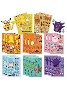 pokemon 8pcs Pokemon 6.3" X 4.3", Make Your Own Cartoon Game Themed Cute Stickers, Make Character Stickers For Party Favor Supplies, Crafts, Toy Stickers, Birthday Gift Toys, Craft Stickers, Cute Stickers, Pikachu, Craft Kits, Ideal Gift For Enthusiasts