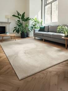 1 pieza Alfombra de felpa de alta calidad color crema, diseño moderno lavable, apta para sala de estar y dormitorio, decoración del hogar para el Día de la Madre, el Día del Trabajo, Pascua, cómoda bajo los pies, 850g/㎡, opciones de varios tamaños, nuevo lanzamiento de primavera