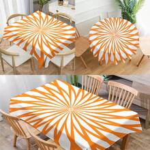 1 pieza Mantel impreso con serie geométrica floral, mantel de poliéster moderno rectangular/redondo impermeable, mantel impreso digitalmente adecuado para la sala de estar, mesa de comedor al aire libre, mesa redonda pequeña - Multicolor - Ver 3