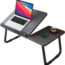 Black Laptop Tray Desk With Foldable Legs & Cup Holder Portable Bed Side Adjustable Angle Laptop Table - Black - View 1