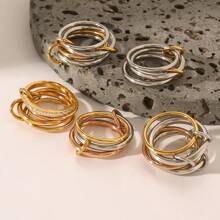 1 set de varios estilos de anillos de mujer con incrustaciones de cobre y circonita cúbica, chapados en oro, no se desvanecen, anillos apilables, mejor regalo decorativo para mujeres