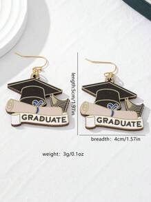 1 Pair Graduation Cap Shaped Earrings, Creative Student Scroll & Doctoral Cap Graduation Memento Gifts, Unique Design Graduation Earrings