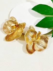 2pcs Women's Gold, Silver, Orange, Black, Red, Purple, White, Pink Orchid Flower Barrettes, Bohemian Style - Phalaenopsis - View 3