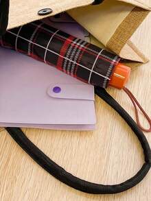 2 Pieces Letter Print Canvas Tote Bag Set - Khaki - View 3