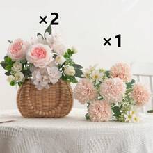 3 Bunches Artificial Peony Hydrangea & Chrysanthemum Bouquet, Real Touch Faux Flowers, Bridal Hand Bouquet,Home Office Decor, Flower Arrangements Artificial Centerpiece, Outdoor Garden Yard Wedding Birthday Bridal Shower Decor,Fall Decor,Autumn