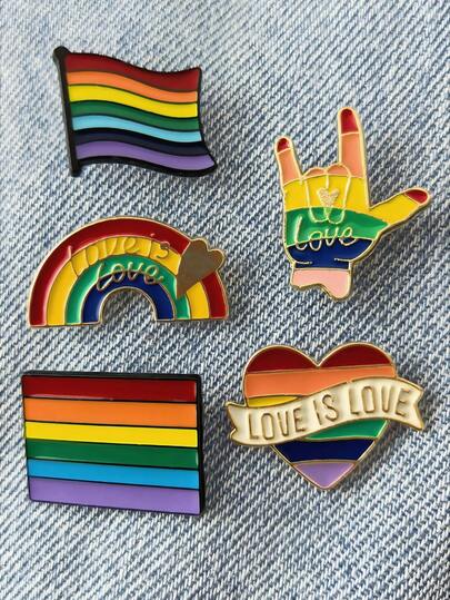 blingbling warmth 1 pieza/Set de 6 broches vintage con diseño de arcoíris, corazón arcoíris elegante, insignia, signo de la paz arcoíris, bandera arcoíris, adecuado para amantes de las mascotas y para combinar con el dueño y las mascotas