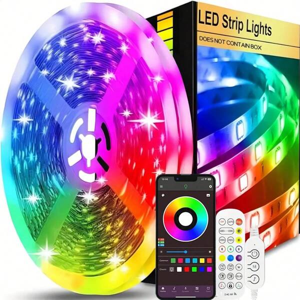 1pc RGB5050 LED Strip Light, DIY TV Backlight, With Remote Control, Timing Design And App Control, Music Sync Color Changing LED Bar Light For Bedroom, Living Room, Kitchen, TV, Holiday Party Decor