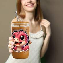 8pcs/Set Cute Dinosaur Theme UV DTF Cup Wraps Decals, Transfer Adhesive Stickers For Mug Water Bottle Cup, DTF Transfer Paper For 16 OZ Glass Can Wraps, DIY Crafts-High Quality - Multicolor - View 7