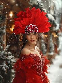 女士羽毛头饰羽毛亮片头饰狂欢节头饰服装歌舞女郎配饰万圣节