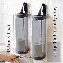 2025 Best Selling New Arrival 1pc Black/Grey Kitchen Trash Bag Holder Hanging Bag, Say Goodbye To Messy Kitchen, New Retractable Trash Bag Holder, Wall-Mounted Storage For Miscellaneous Items, Convenient Round Bag, Storage Pouch Behind The Door