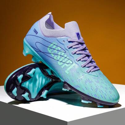 情侣足球鞋时尚闪光青年足球鞋，防滑，低帮，耐用无缝面料训练鞋，草地运动鞋