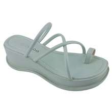 BELOVELY[High-23]Women's Platform Sandals Square Toe Block Heel Slip-On Slides Fashion Wedge Summer Shoes - Màu xanh Bạc hà - Xem 1