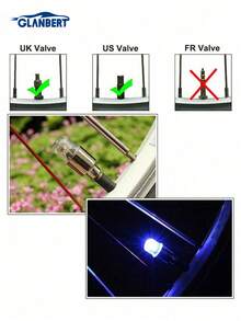 GLANBERT 4 件装新款汽车气门嘴 LED 轮胎灯双感装饰彩色车灯自行车摩托车电动车轮胎气门嘴盖氛围灯 - 彩色 - 查看 10