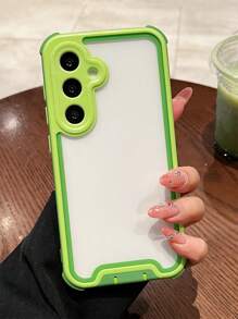 4-in-1 schockfeste Armor Candy Color Kontrast Rand Klarsicht Handyhülle kompatibel mit Samsung Galaxy S25 S24 Plus Ultra, Luxus Kameraobjektiv Schutz Stoßschutzabdeckung