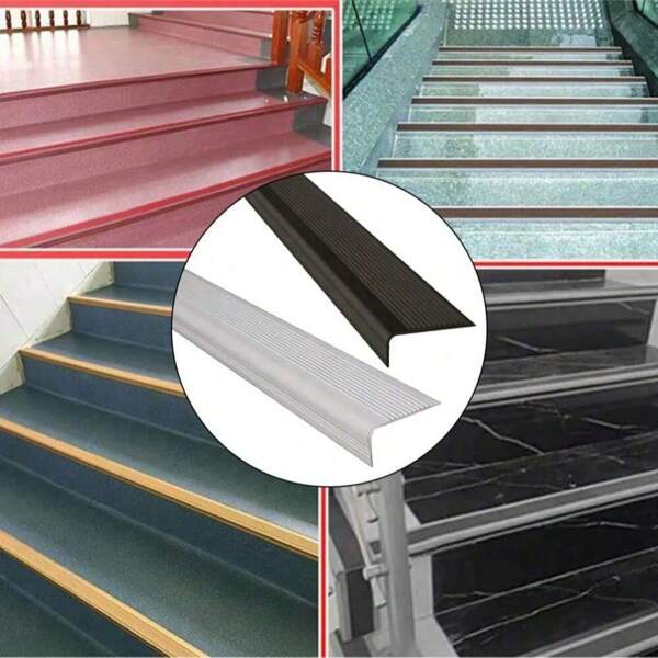 1PC 200cm/78.74inch Self-Adhesive Stair Edge Protector Non-Slip Waterproof Stair Edge Stripe Indoor Stair PVC Anti-Slip Strip Edge Trim