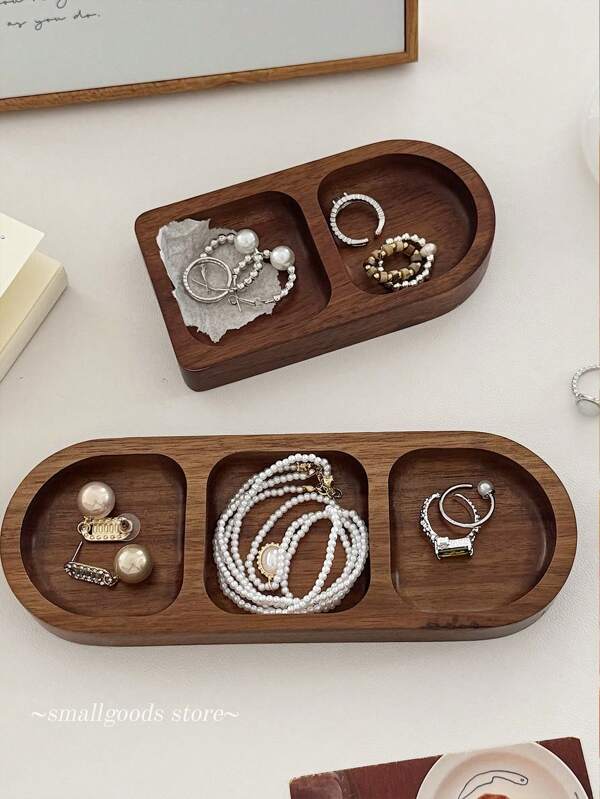 1 pièce/2 pièces Plateau à bijoux en bois de style rétro INS, organisateur de rangement de surface de table pour cosmétiques, encens, clés d'entrée pour femmes. Organisateur de stockage, essentiels de voyage, retour à l'école, stockage en dortoir