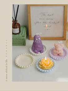 1 pieza Decoración de portavelas de yeso estilo Ins, hecho a mano con bases creativas para velas y bandejas para velas aromáticas. Está hecho de material de yeso fino y duro, que tiene buena plasticidad y estabilidad.