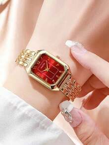 优雅石英女士手表，不锈钢表带方形表盘，多种颜色可选，是送给妈妈或女朋友的理想礼物，适合任何场合