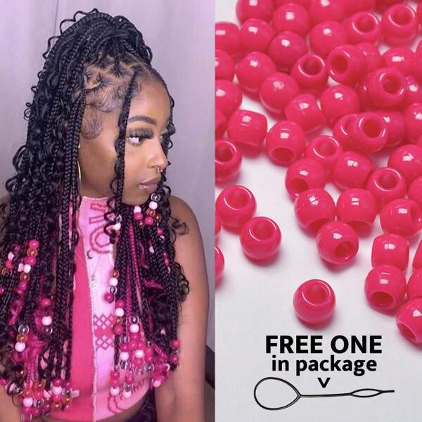 100pcs Hair Beads Pony Beads For Hair Braids 10x12mm Plastic Bead With Large Hole For African Color Hair Bead Accessories Hair Ring