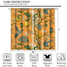 Topfinel Mustard Yellow Vintage Curtain And Drape, 84 Inches Long, Ring Top Luxury Imaginative Floral Lemon Hummingbird Pattern Waverly Mid-Century Multicolor Blackout Curtains For Living Room Bedroom - Multicolor - View 7
