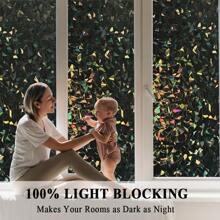 1pc 100% Blackout 3D Prism Privacy Window Film, Darkens Room, Rainbow Effect, Static Cling, Heat Control, UV Protection, For Home & Office Room Decor Home Decor Living Room Decor Curtains