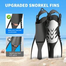 1 Pair White Professional Adjustable Strap Diving Fins, Flexible PP+TPR Material, Suitable For Swimming, Snorkeling, Free Diving Training, Size 38-47 - White - View 7