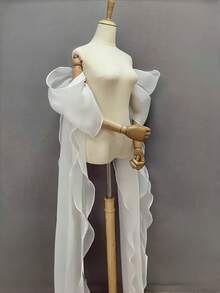 1 双女式长款雪纺可拆卸袖袖，白色和黑色，适合婚纱、鸡尾酒会礼服、角色扮演、拍照道具、新娘配饰 - 彩色 - 查看 3