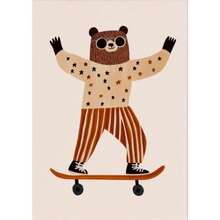 1PC Optional Frame Modern Funny Animals Rabbit Dog Bear Cat Lion Skateboard Posters Prints Crocodile Wall Arts Canvas Room Decor ,Wall Art With Frame - Multicolor - View 28