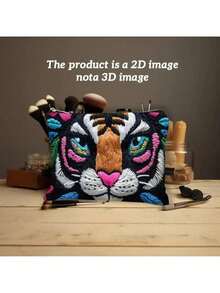 1 件波西米亚风格老虎设计拉链化妆包，双面印花收纳袋，带安全拉链，适合旅行、露营、日常使用、化妆品、文具、送给朋友、学生、老师的礼物 - 彩色 - 查看 10