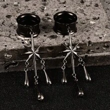 2PCS New Exquisite Ear Gauges Elegant Tassel Style Fashion Gothic Style Piercing Earrings Expander For Women Jewelry Suitable For Life And Parties. - Geometry - View 7