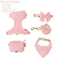 Pet Leash Set, Pet Harness, Pet Collar, Vest-Style Dog Walking Rope For Small And Medium-Sized Dogs - Coral Pink - View 11