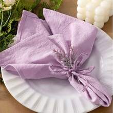 12pcs Handmade Fabric Napkins, With Rolled Edges, Exquisite Handloom Fabric Napkins, Suitable For Dinners, Parties, Weddings, Etc.