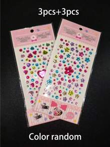 Autocollants de pierres précieuses, autocollants de strass de bandes dessinées, jouets éducatifs DIY pour jeunes, autocollants récompenses, couleurs assorties, peuvent être utilisés pour les déguisements et la rentrée scolaire