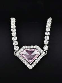 MOONSO 1pc Fashionable Zirconia Inlaid Pendant Necklace, Suitable For Women's Everyday Wear And Party, Gift