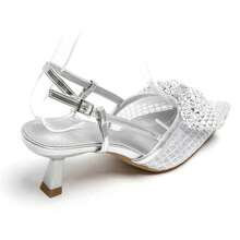Fashionable Elegant Crystal Bow Decor Pointed Toe High Heels - Silver 1821 - View 5