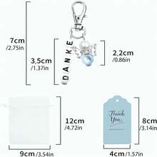 20pcs Angel Keychains Baby Showers Favors Including Angel Keychains Favor Boxes And Thank You Cards For Wedding Baptism Party Gifts - Blue - View 6